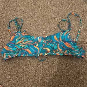 Jolyn Teal Bikini Top with Orange & Turquoise Trim